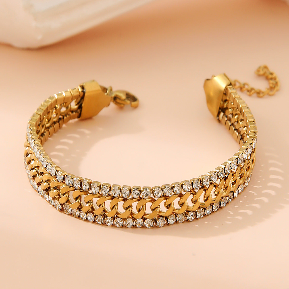Fashion Gold Inlaid Diamond Adjustable Bracelet For Women