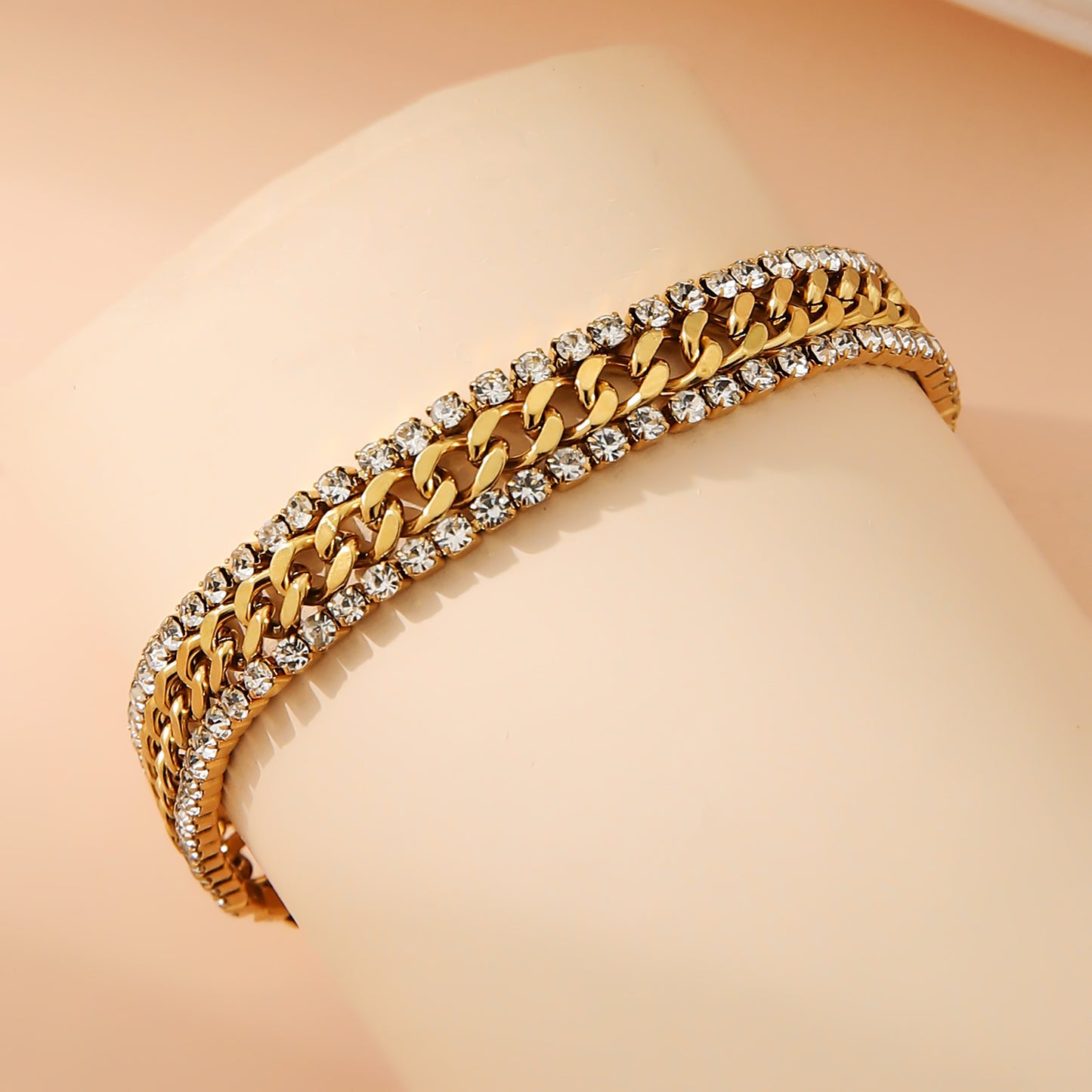 Fashion Gold Inlaid Diamond Adjustable Bracelet For Women